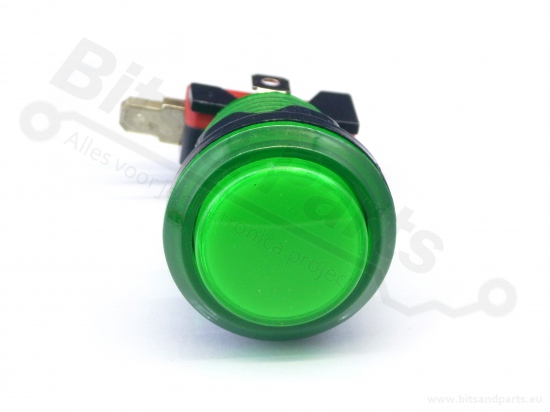 Drukcontact Arcade/Joystick transparant groen met verlichting 24,2mm